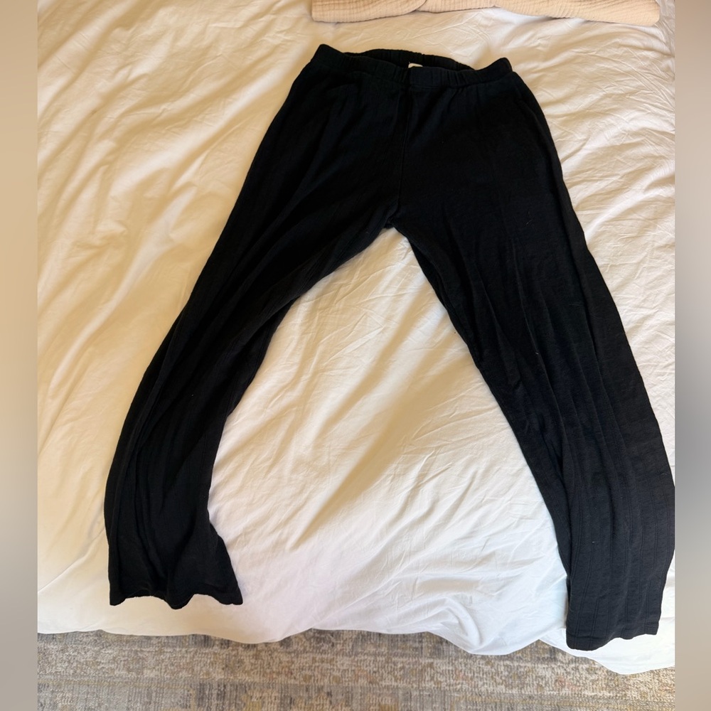 Leset Pointelle black pants tall sz 8